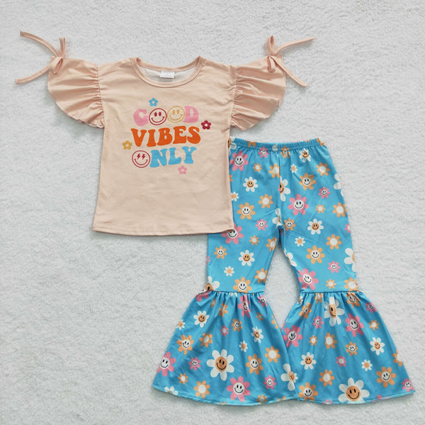 GSPO0637 baby girl clothes good vibes only girl spring outfit