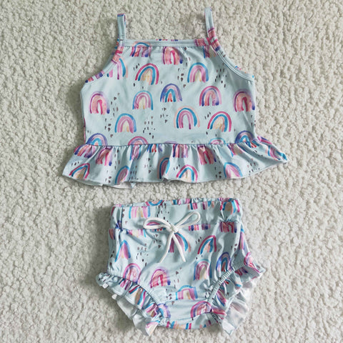 GBO0033 girl clothing summer rainbow bummies set-promotion 2025.3.8 $5.5