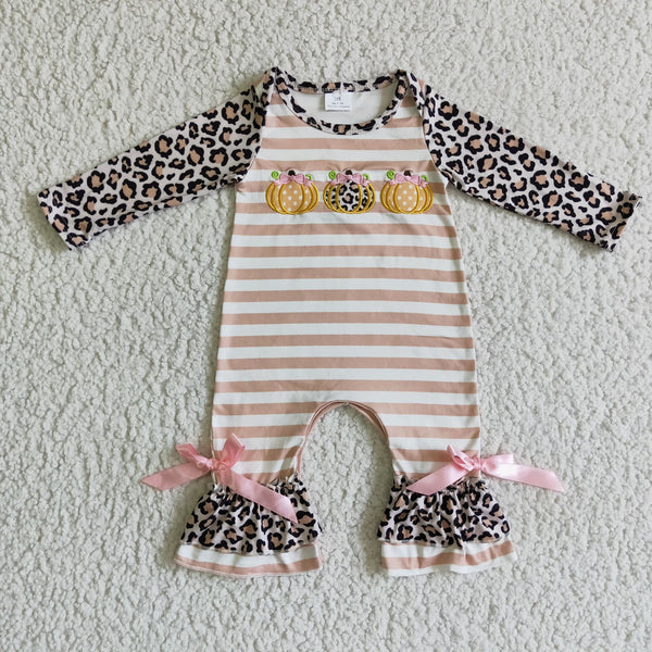 LR0134 baby halloween costume embroidery pumpkin baby girl clothes
