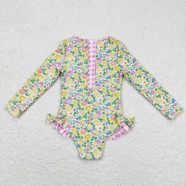 S0191 baby girl clothes floral girl swimsuit swimwear beach wear 1