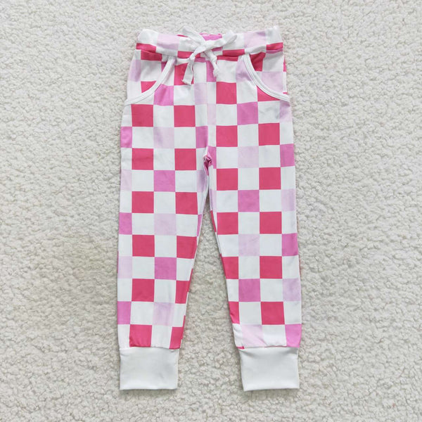 P0293 kids clothes girls pink plaid winter pant