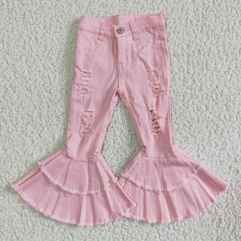 P0005 girl pink denim jeans