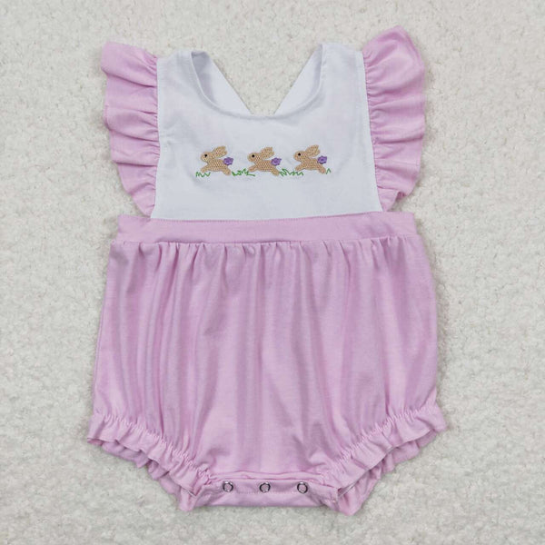 SR0620 toddler girl clothes rabbbit bunny embroidery girl easter bubble