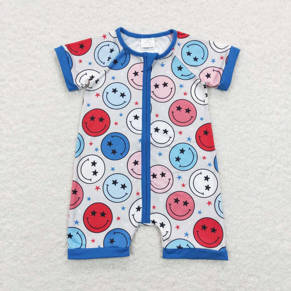 SR0692 baby boy clothes boy smile zipper romper boy summer romper