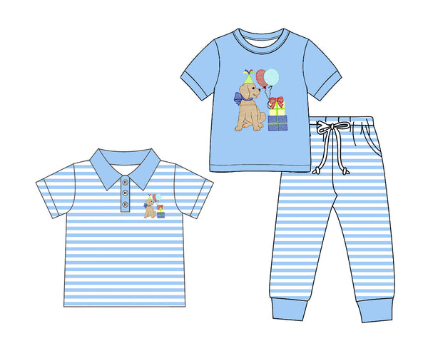 Preorder MOQ 5 pcs Each Style Happy Birthday Puppy Balloon Gift Print Kids Matching Clothes-2026.8.27