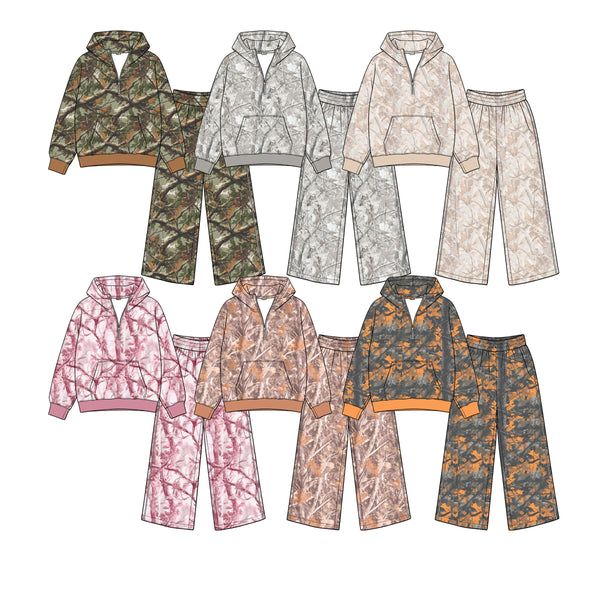 Preorder MOQ 5 pcs Each Style Hunting Leaves Hoodie Girls Set-2026.8.26