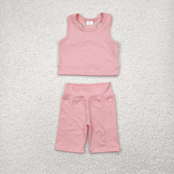 GSSO1518 RTS girl clothes Coral toddler girl yoga summer outfit