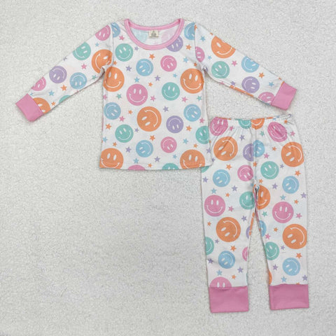 GLP1694 RTS toddler girl clothes smile girl pajamas set winter outfit