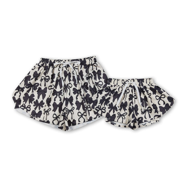 RTS toddler clothes  black bows print shorts matching yoga clothing  mama kids clothes-2025.12.31