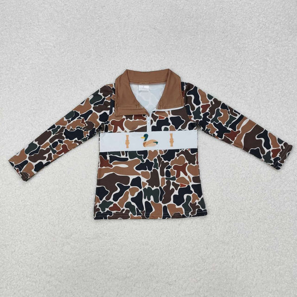 BT0903 RTS toddler boy clothes mallard camo boy winter top pullover embroidery