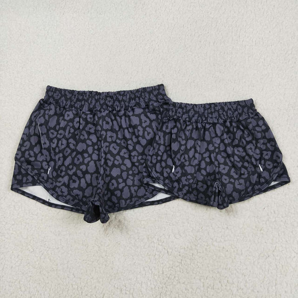 SS0471 RTS adult clothes black leopard print adult women summer yoga shorts atheletic clothes