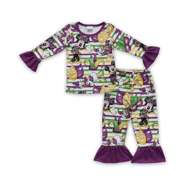 kids clothing Mardi Gras matching pajamas set