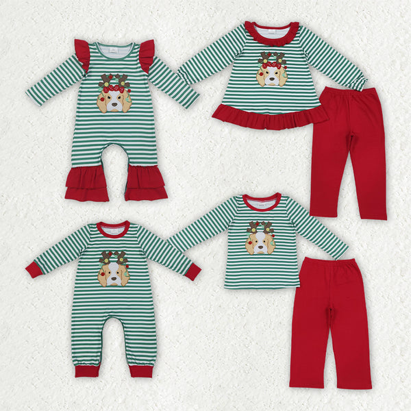 RTS Matching clothing christmas dog reindeer print kid long sleeve romper top pant fall clothing-2026.9.22