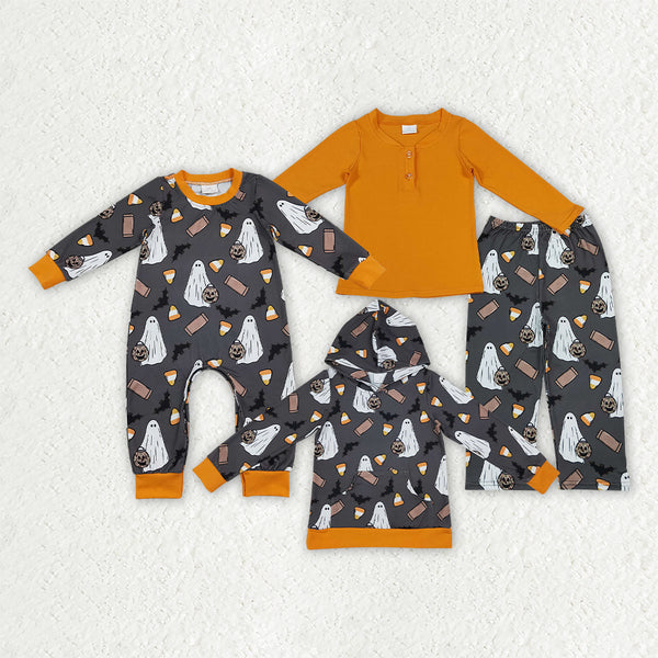 RTS Matching clothing halloween ghost print kid long sleeve hooded pant fall clothing-2026.9.14