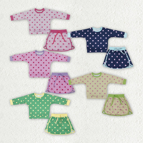 RTS Matching clothing kids polka dot print fall skirt set-2026.10.13