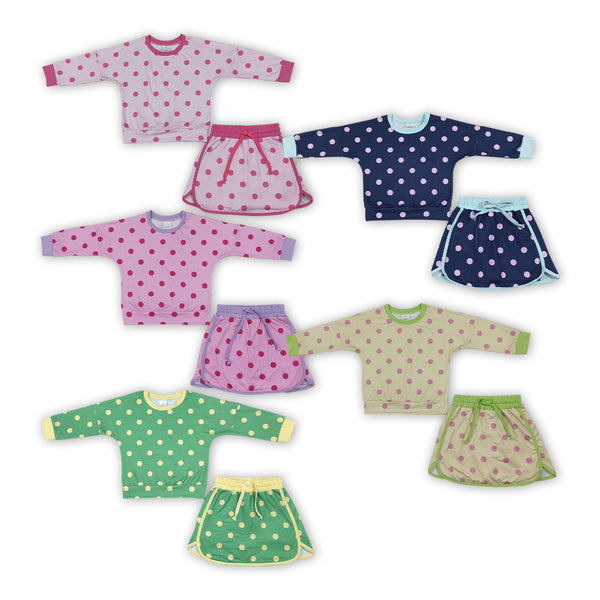 RTS Matching clothing kids polka dot print fall skirt set-2026.10.13