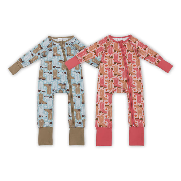 RTS Matching clothing kids western cowboy boot star print long sleeve romper clothes-2026.10.27