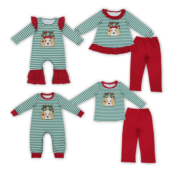 RTS Matching clothing christmas dog reindeer print kid long sleeve romper top pant fall clothing-2026.9.22