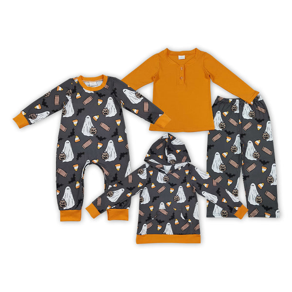 RTS Matching clothing halloween ghost print kid long sleeve hooded pant fall clothing-2026.9.14