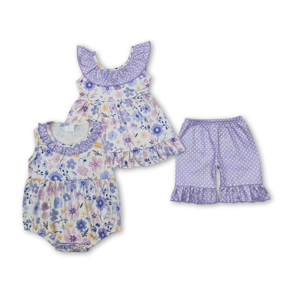 RTS girl summer matching clothes floral girl summer clothes girl outfit bubble