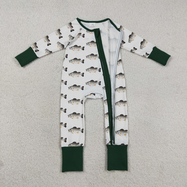 LR2531 RTS baby boy clothes fish  boy winter romper hunting clothes zip romper