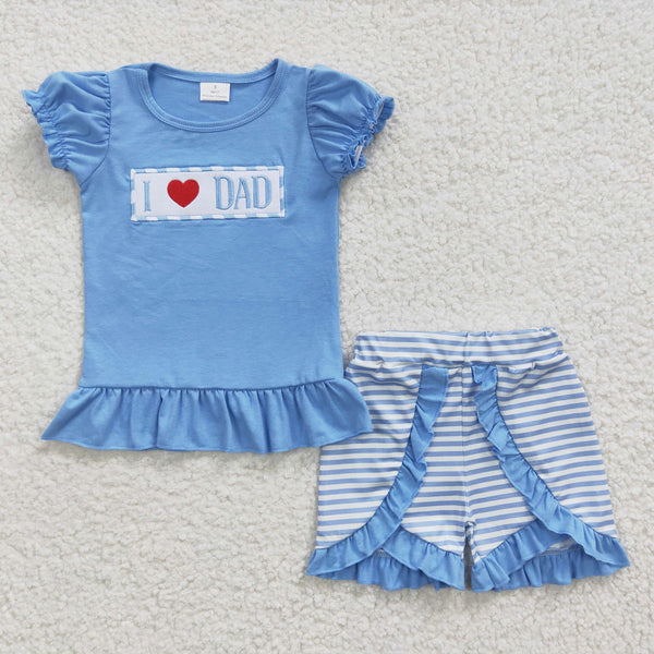 GSSO0187 USA warehouse 25.5.15 kids clothes girls i love dad father's day outfit