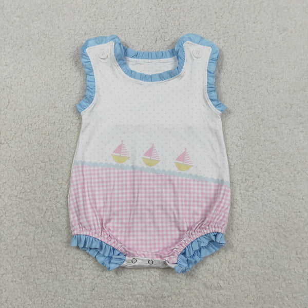 SR3755 RTS baby girl clothes sailing boat print toddler girl  summer bubble
