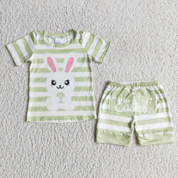 E5-12 kids clothes boys bunny green stripe easter outfits-promotion 2024.1.13 $5.5