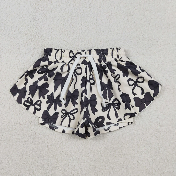 RTS toddler clothes  black bows print shorts matching yoga clothing  mama kids clothes-2025.12.31
