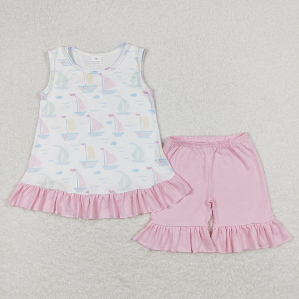 GSSO0766 RTS baby girl clothes sail away toddler girl summer outfits