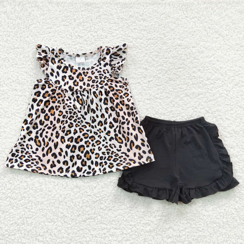 GSSO0312 baby girl clothes leopard girl summer outfit