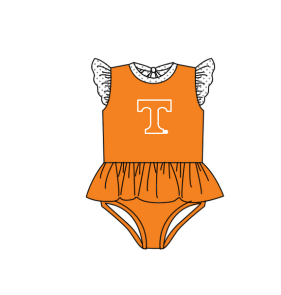 Produce order MOQ 5pcs each design state orange kids summer matching swim wear