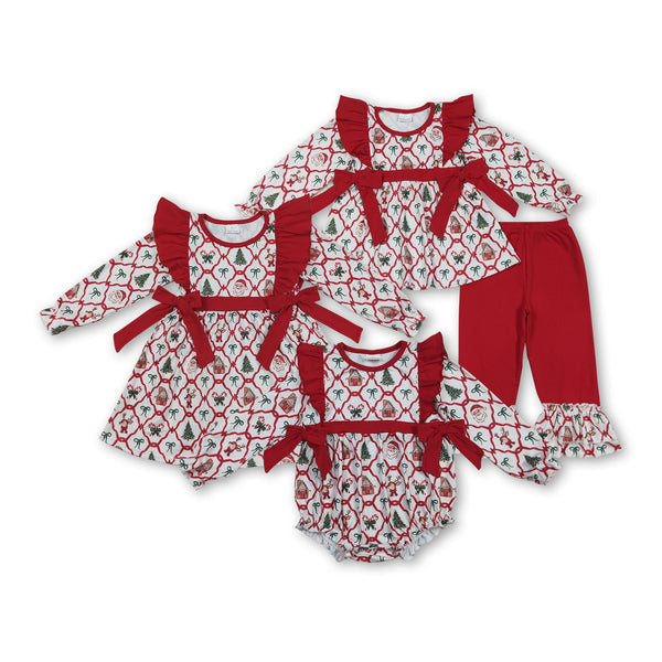 RTS kids matching clothing bows print clothing girl christmas winter clothing-2025.8.6