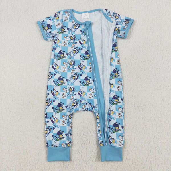 SR2454 RTS baby boy clothes cartoon dog boy summer romper zip romper