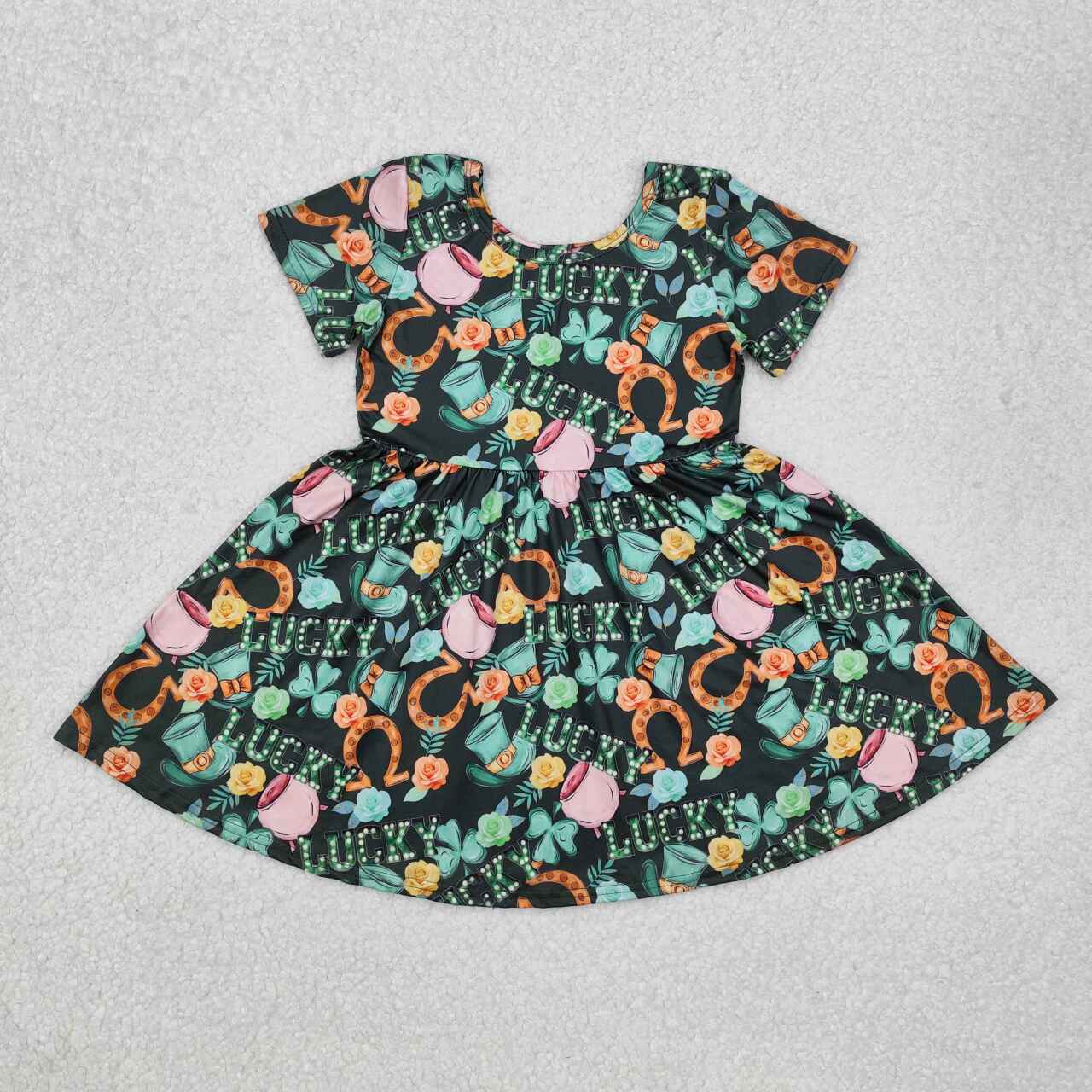 GSD1450 RTS toddler girl clothes lucky girl St. Patrick dress