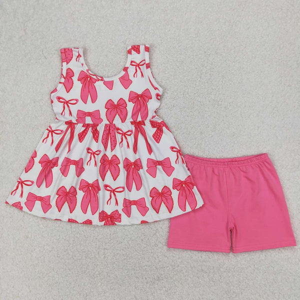 GSSO2450 RTS girl clothes pink bows toddler girl summer outfit