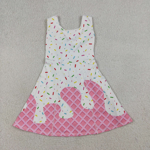 GSD3594 RTS  toddler clothes ice cream sprinkles girl yoga summer dress sports dresses