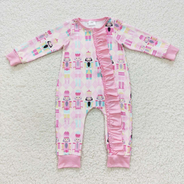 LR0509 baby clothes pink zipper baby winter romper
