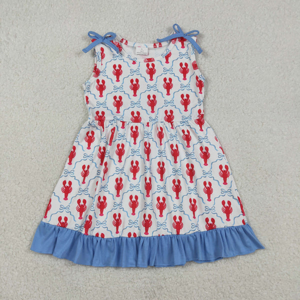 GSD3389 RTS toddler girl clothes crawfish print girl summer dress