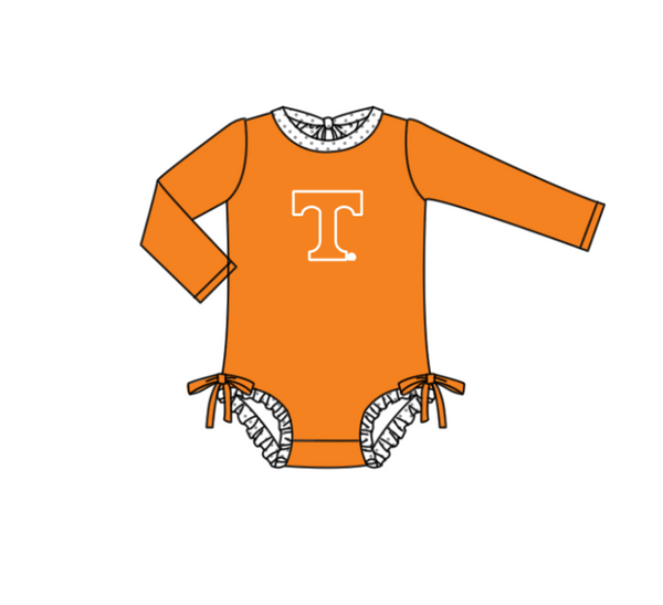 Produce order MOQ 5pcs each design state orange kids summer matching swim wear