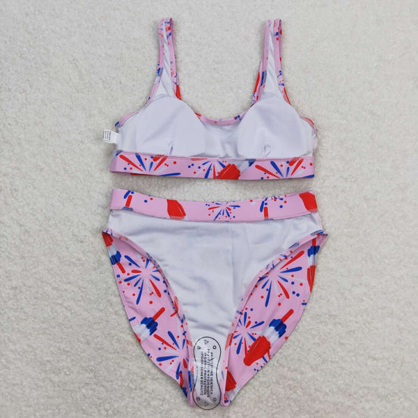 S0334 RTS adult clothes Adult mom 4th of July patriotic print Summer Swimsuit adult bikini 11