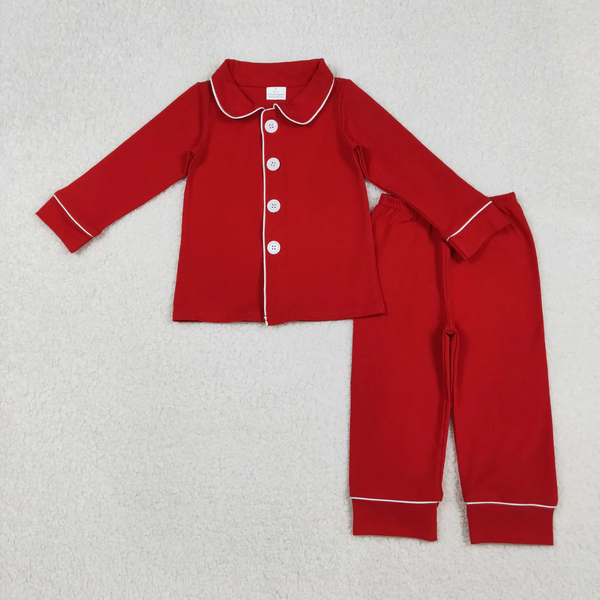 RTS kids clothes red  baby christmas matching clothes winter pajamas set-2025.9.26