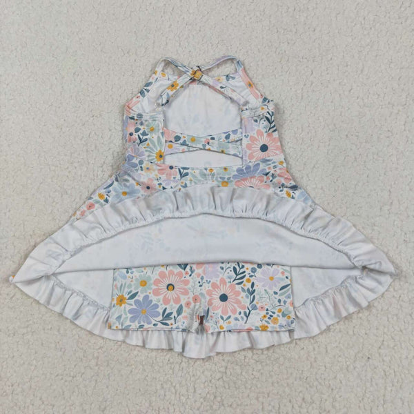 GSD2281 RTS girl clothes floral girl summer dress yoga clothes atheletic clothes