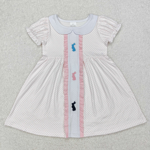 GSD1771 RTS Girl clothes bunny embroidery girl easter summer dress embroidery