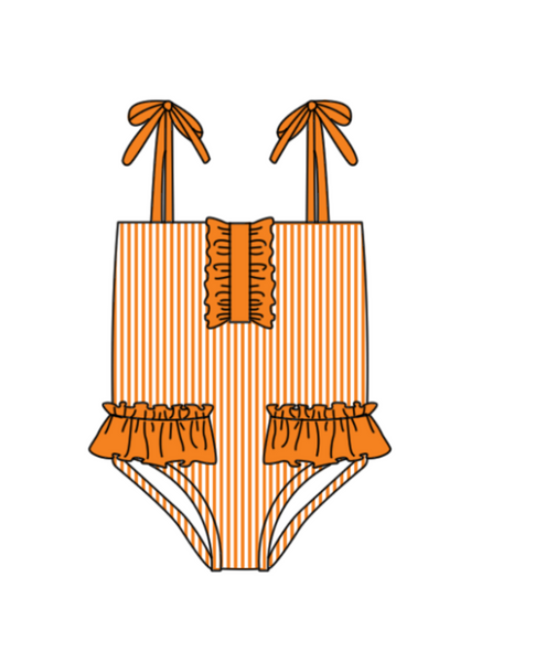 Produce order MOQ 5pcs each design state orange kids summer matching swim wear