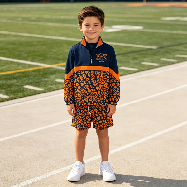 Custom order MOQ:5pcs each design kids boy winter outfit long sleeve shorts set state winter clothes 3