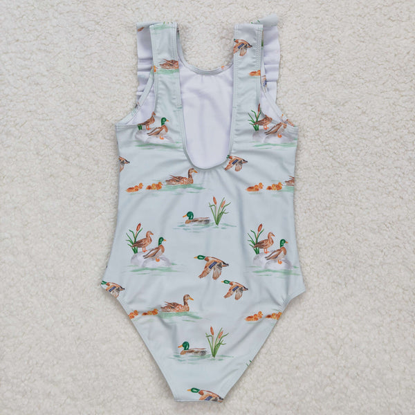 S0265 RTS baby girl clothes mallard girl summer swimsuit (3-6M-7-8T)