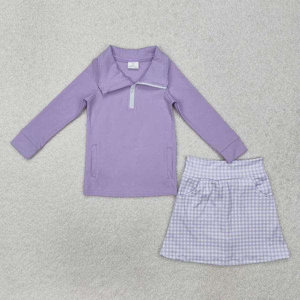 GLD0985 RTS baby girl clothes purple toddler girl fall outfit yoga clothes
