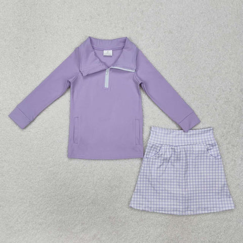 GLD0985 RTS baby girl clothes purple toddler girl fall outfit yoga clothes