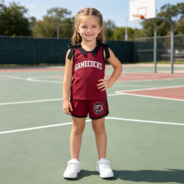RTS  toddler girl clothes cotton+vinyl pattern state bows girl summer shorts set